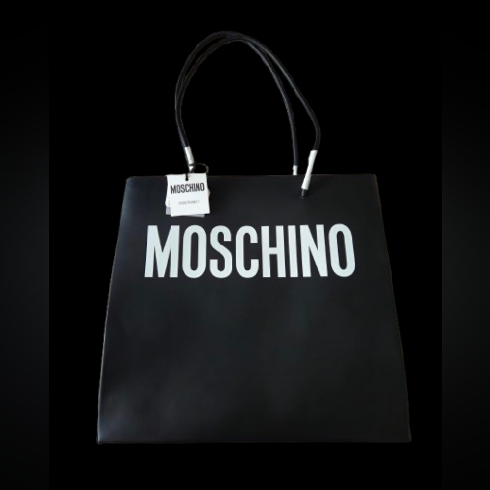 Moschino Black Shopper with White Logo! NWT!